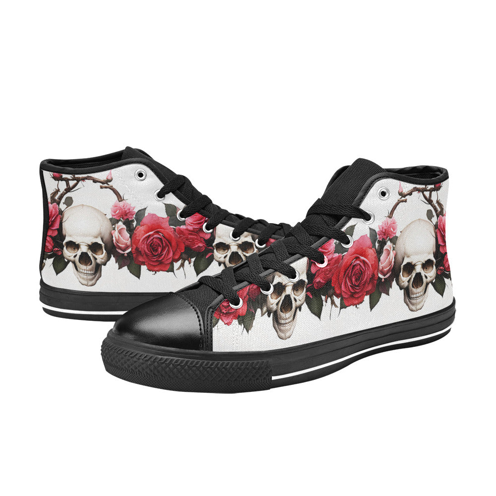 MEN'S Skulls Roses Deluxe 13 High Top Canvas Surreal Sneakers
