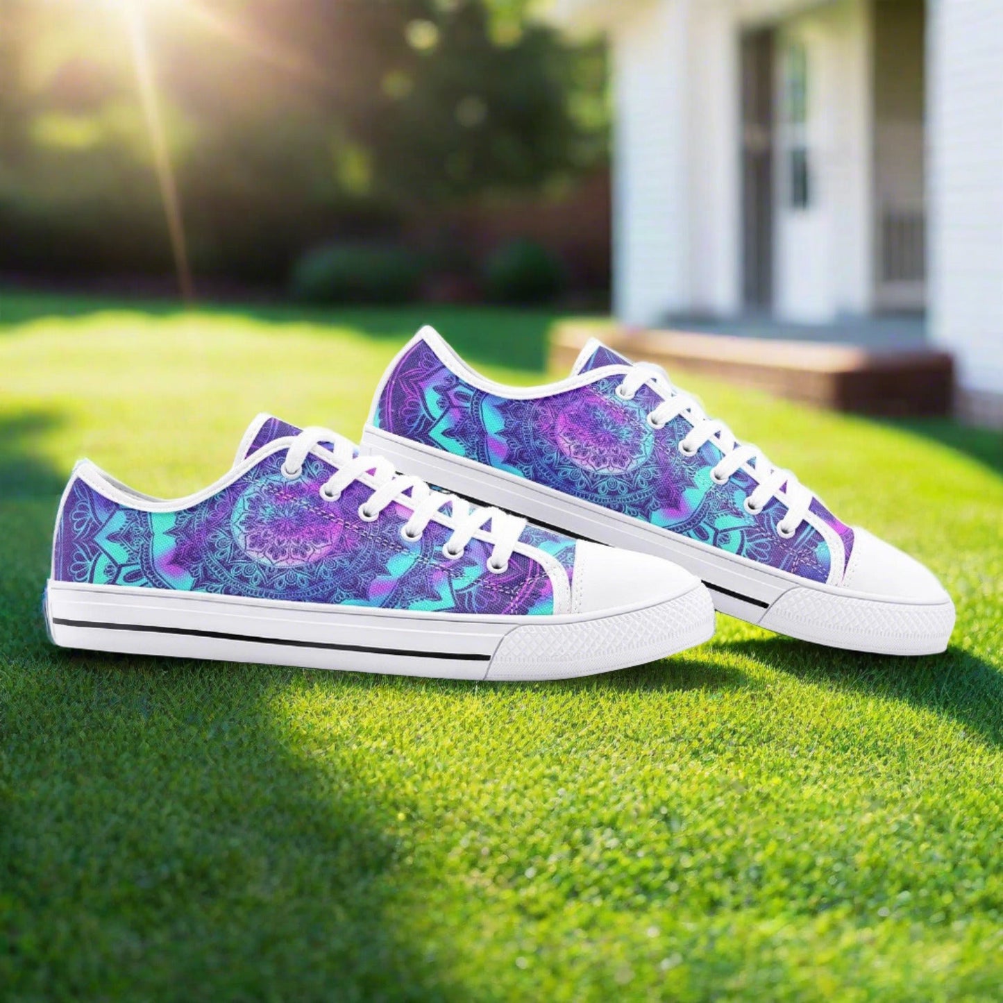 Celtic Silver Blue Custom Bold Art - Freaky Shoes | Custom Art Sneakers