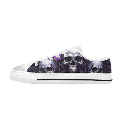 WOMEN'S Skull Butterfly Purple Iridescent Low Top Canvas Dreamcore Custom Shoes