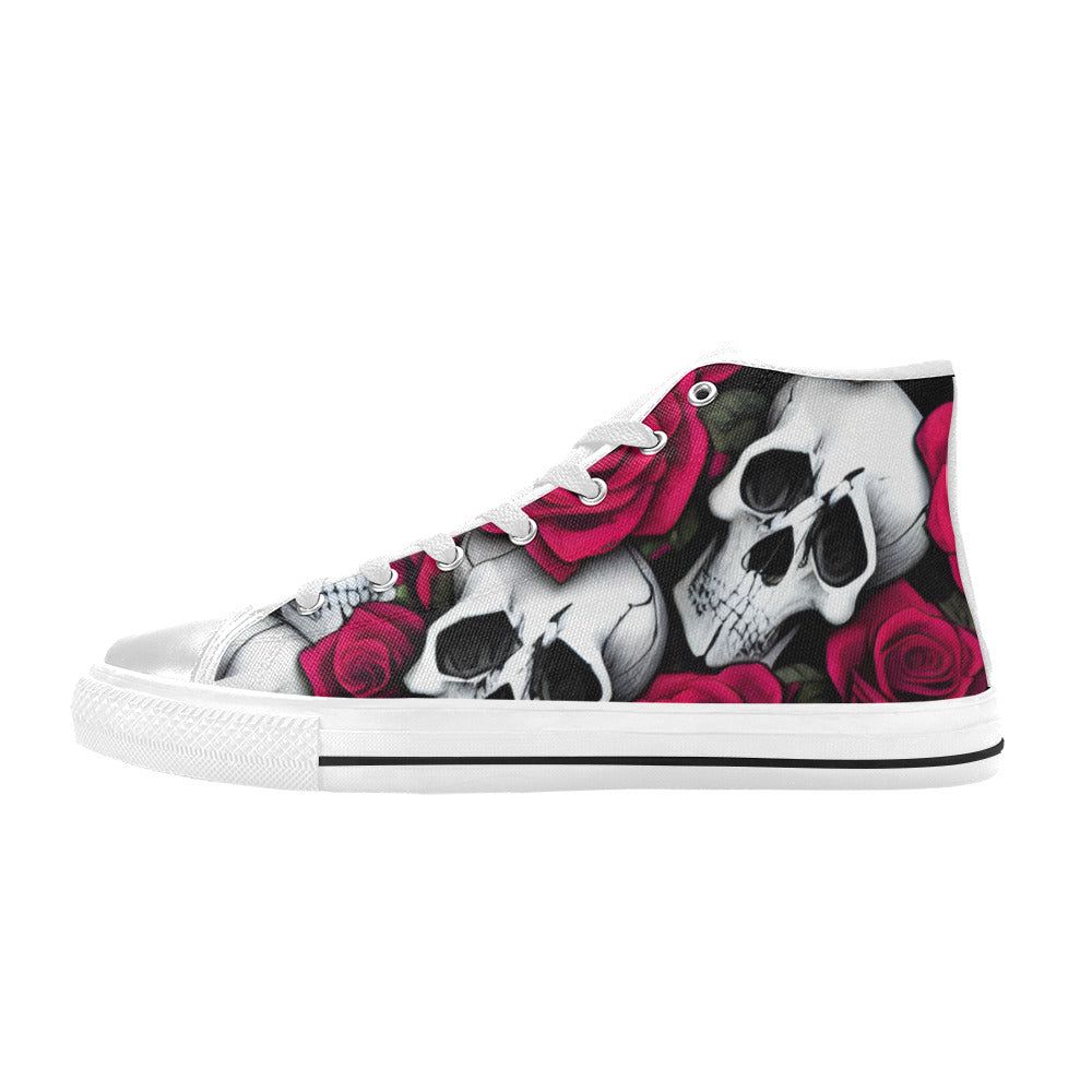 WOMEN'S Cc Skulls Roses 1 High Top Canvas Dreamcore Sneakers