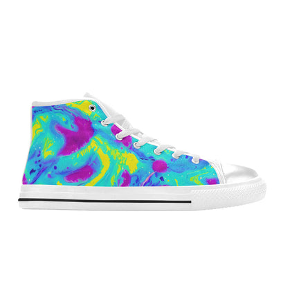 WOMEN'S Tie Dye Splash Retro High Top Canvas Neon Fantasy Shoes