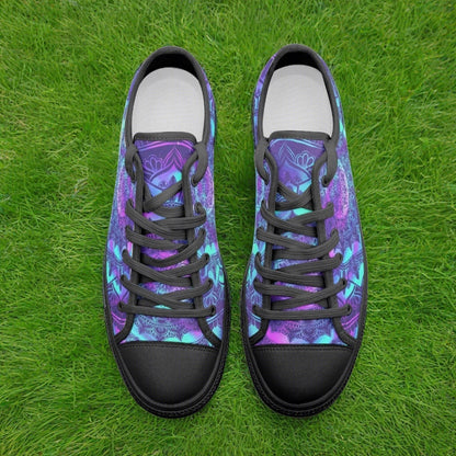 Mandala custom low-top canvas shoes — wearable art by Freaky Shoes