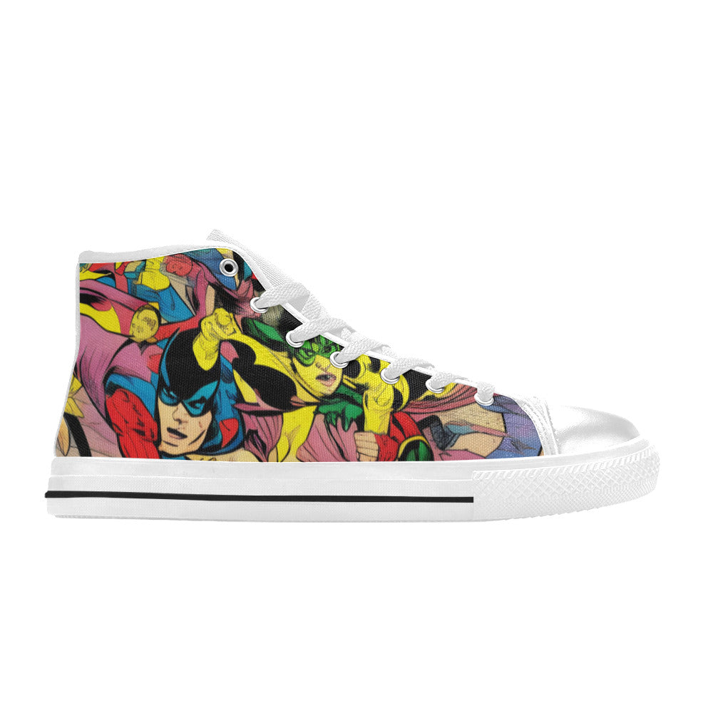WOMEN'S Retro Comic Art High Top Canvas Neon Fantasy Shoes
