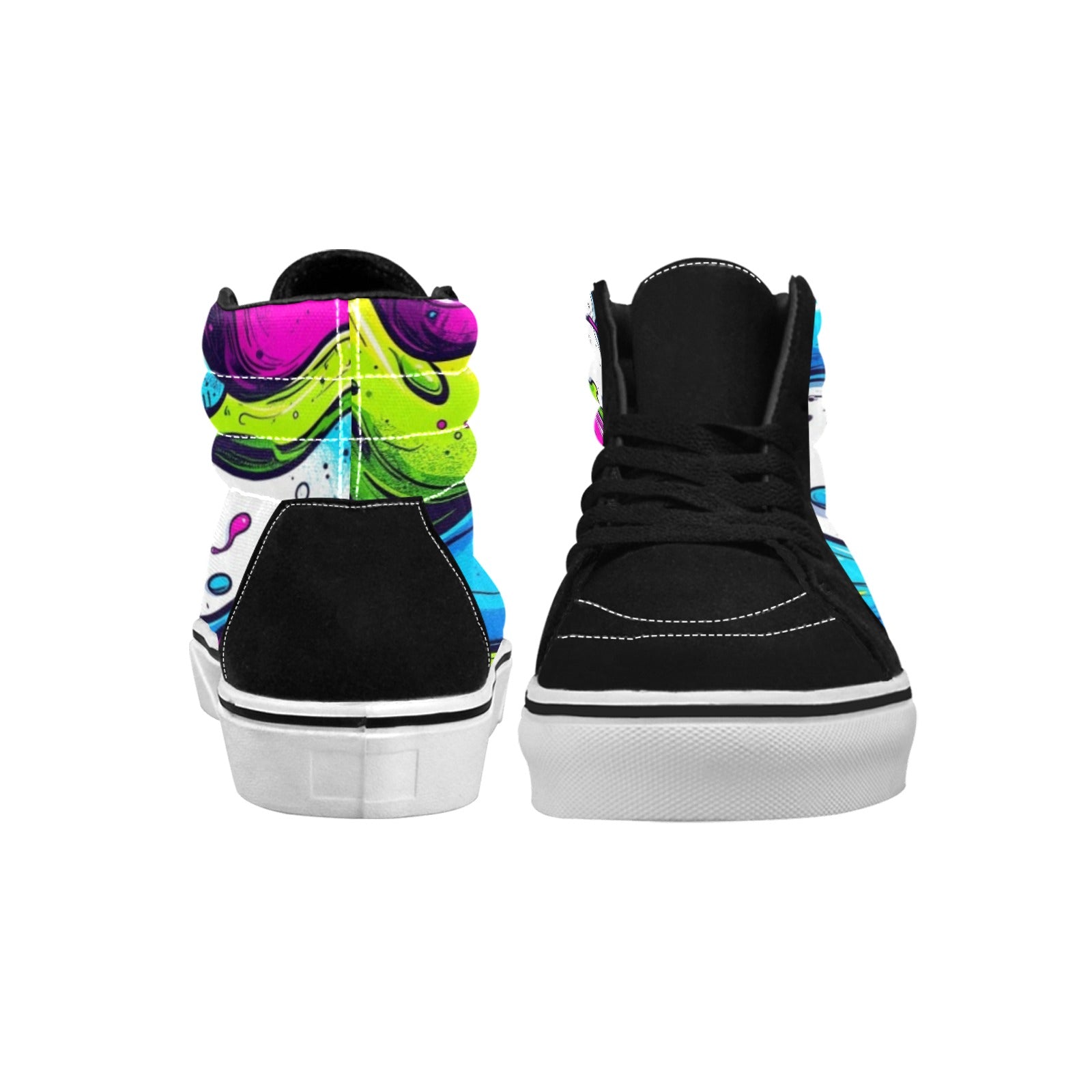 MEN'S Acid Wash Cartoon Art High Top Skateboarding Surreal Shoes