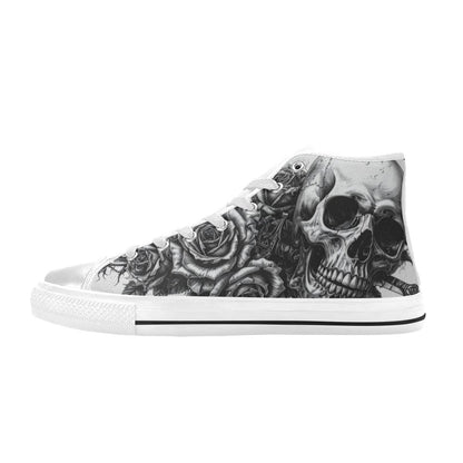 Tattoo Skull Art Women's Dark Gothic High Top Canvas Shoes | Freaky Shoes®