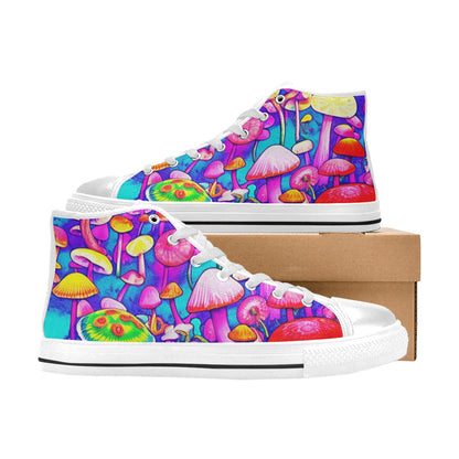 WOMEN'S Colorful Mushrooms Art Vibes High Top Canvas Wallpaper Art Shoes