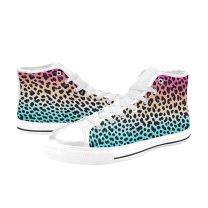 MEN'S Gradient Leopard Print Men’S High Top Canvas Grunge Custom Shoes