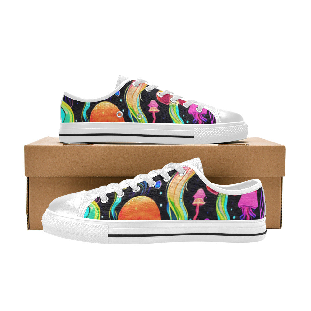 WOMEN'S Jellyfish Vibrant Mushroom Art Canvas Grunge Shoes