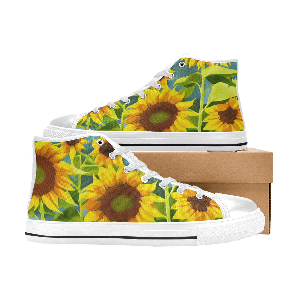 WOMEN'S Sunflowers Art 3 High Top Canvas Neon Fantasy Shoes