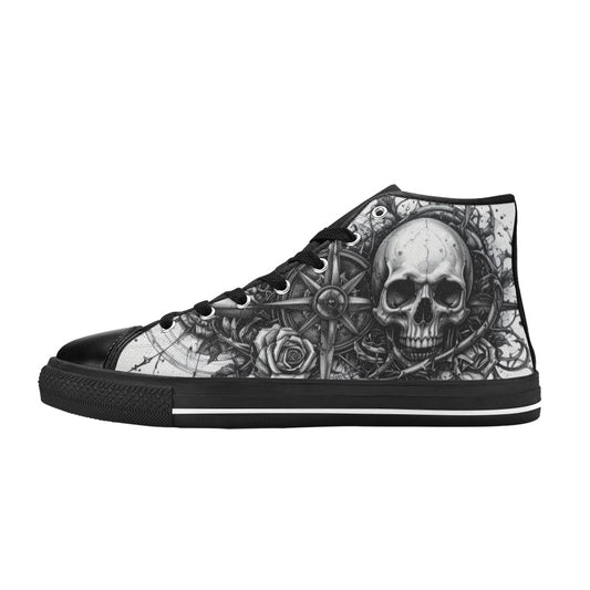 Dark Crown Skull Men's Gothic Art High Top Canvas Shoes | Freaky Shoes®