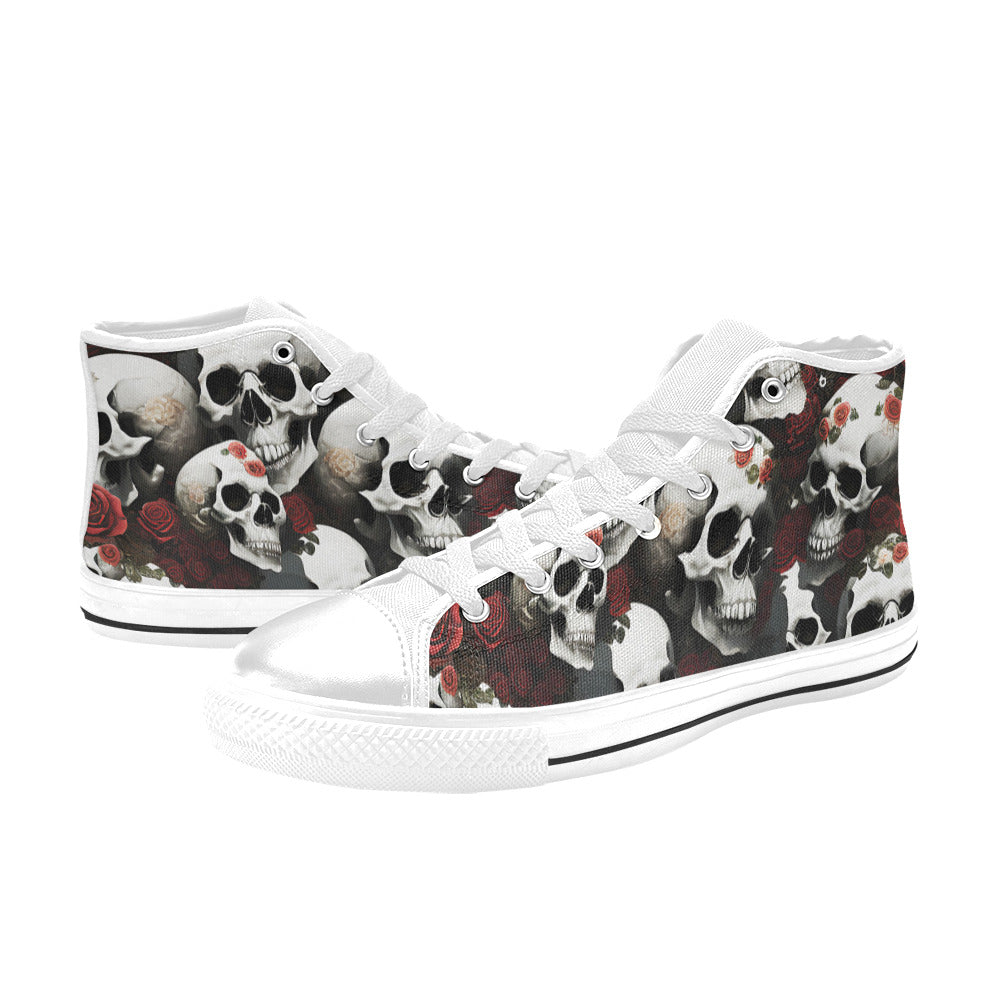 MEN'S Rose Skulls Dark 3 High Top Canvas Cottagecore Custom Sneakers