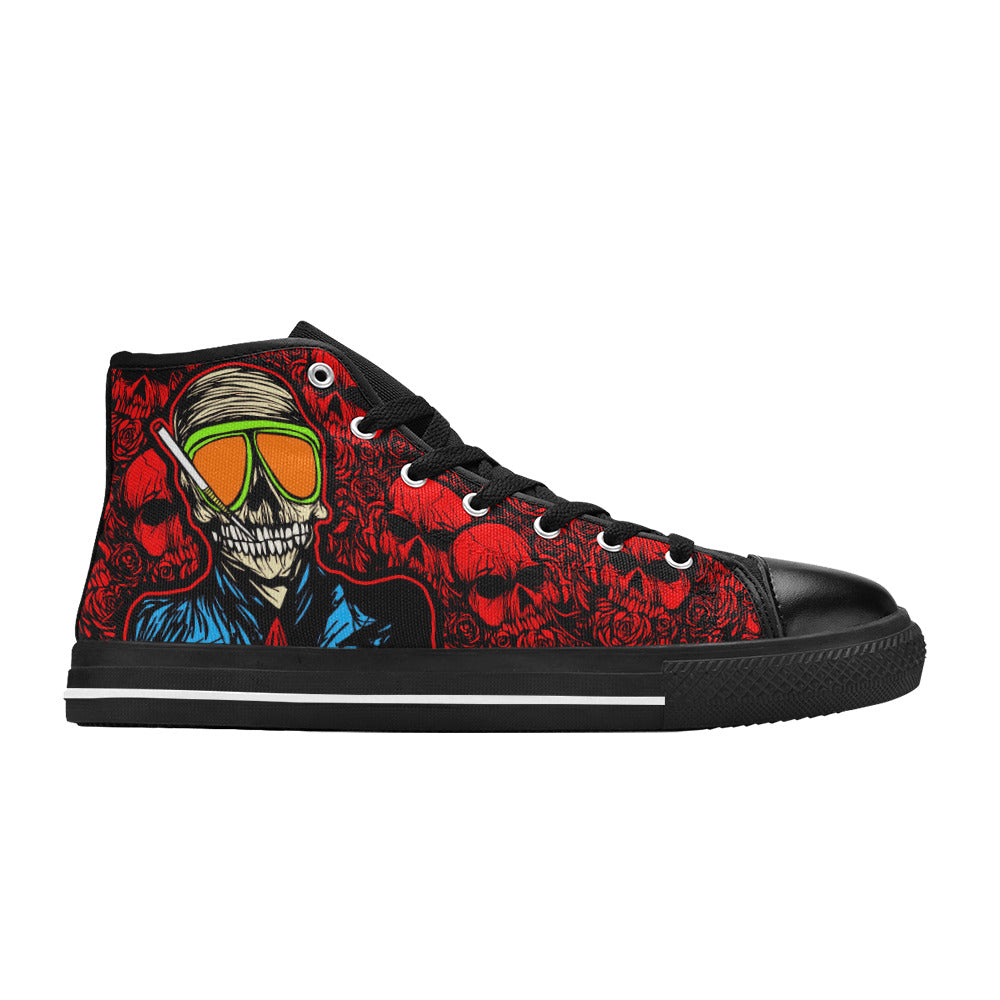 MEN'S Skull Red Men’S High Top Canvas Vibrant Chaos Custom Sneakers