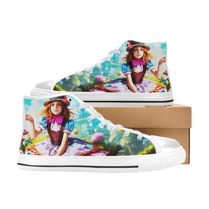 WOMEN'S Creepy Wonderland Model Art High Top Canvas Aesthetic Custom Shoes