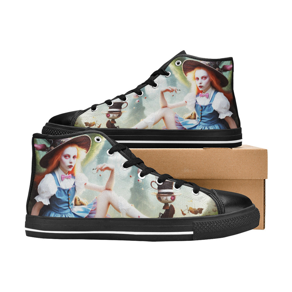 WOMEN'S Acid Creepy Wonderland Psychedelic High Top Canvas Vibrant Chaos Shoes