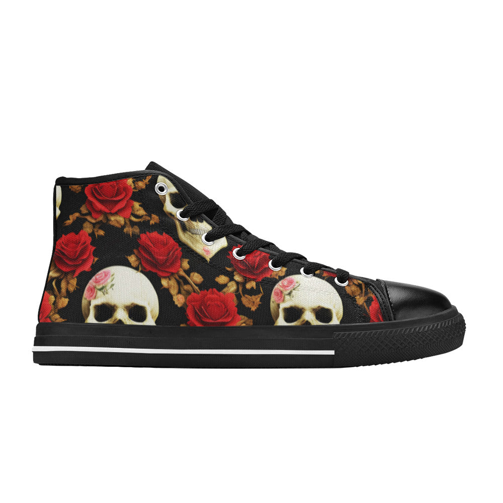 MEN'S Rose Skulls Men’S High Top Canvas Vibrant Chaos Custom Sneakers