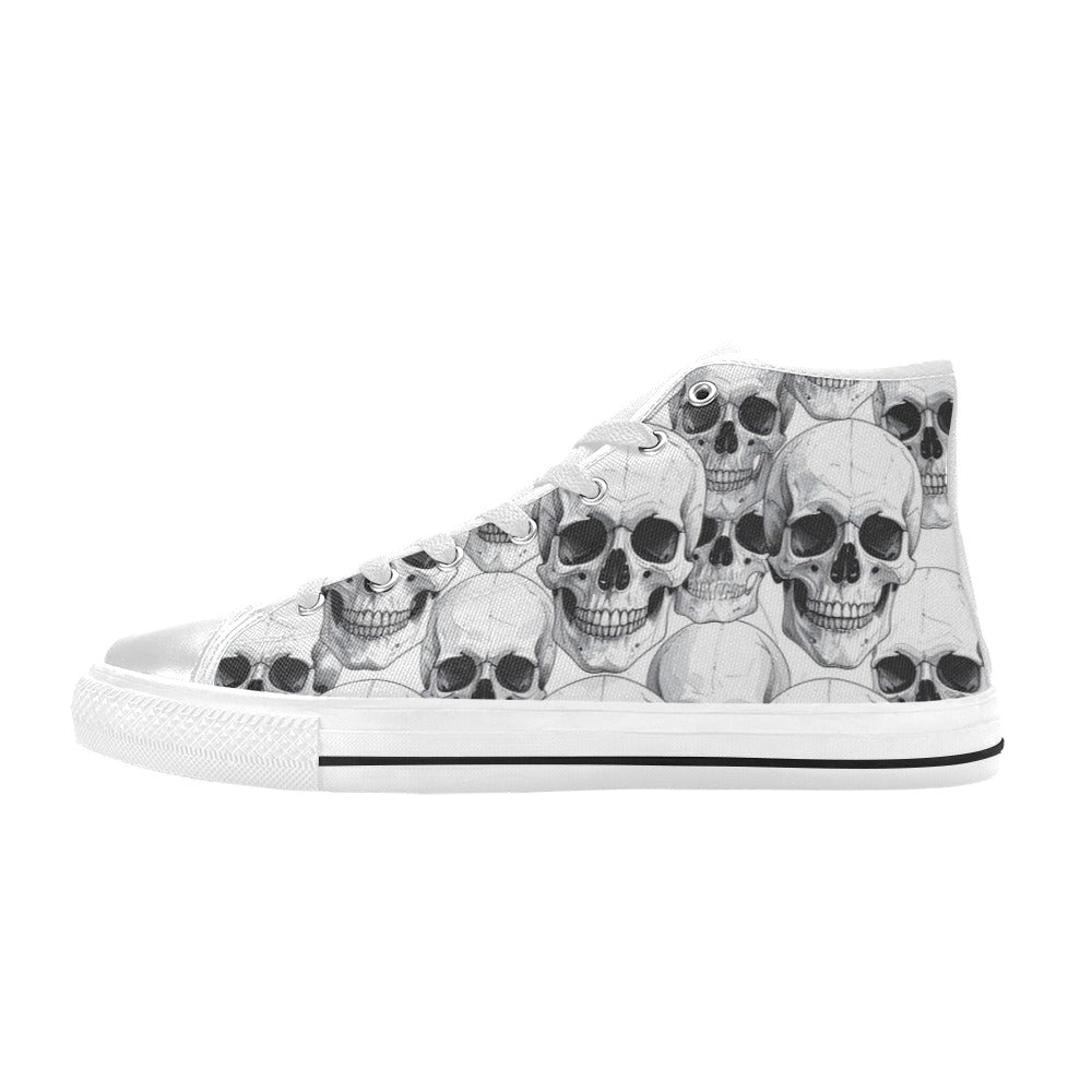 MEN'S Clean Skull Line Art High Top Canvas Wallpaper Art Custom Shoes