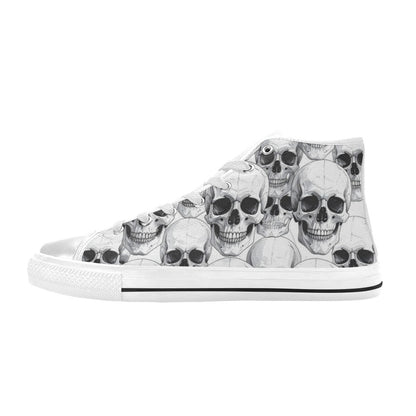 MEN'S Clean Skull Line Art High Top Canvas Wallpaper Art Custom Shoes