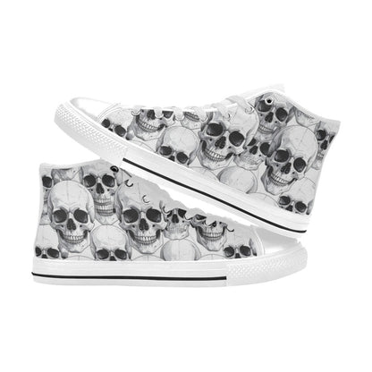 WOMEN'S Clean Skull Line Art High Top Canvas Vibrant Chaos Sneakers