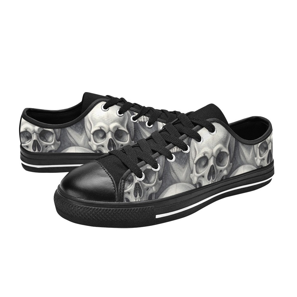 WOMEN'S Hyper Realistic Skull Low Top Canvas Cottagecore Custom Sneakers