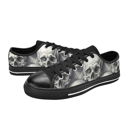 WOMEN'S Hyper Realistic Skull Low Top Canvas Cottagecore Custom Sneakers