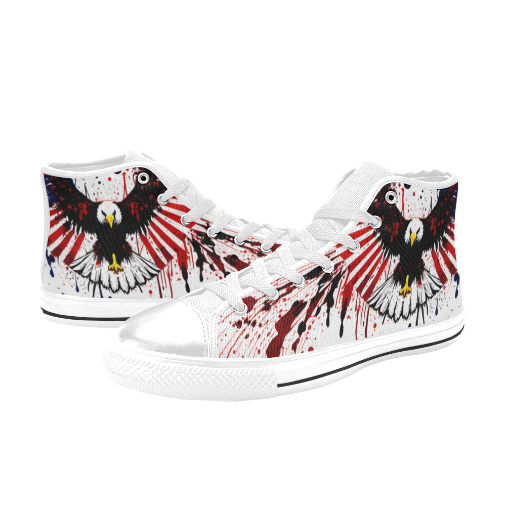 WOMEN'S Patrotic Eagle High Top Canvas Cottagecore Custom Shoes