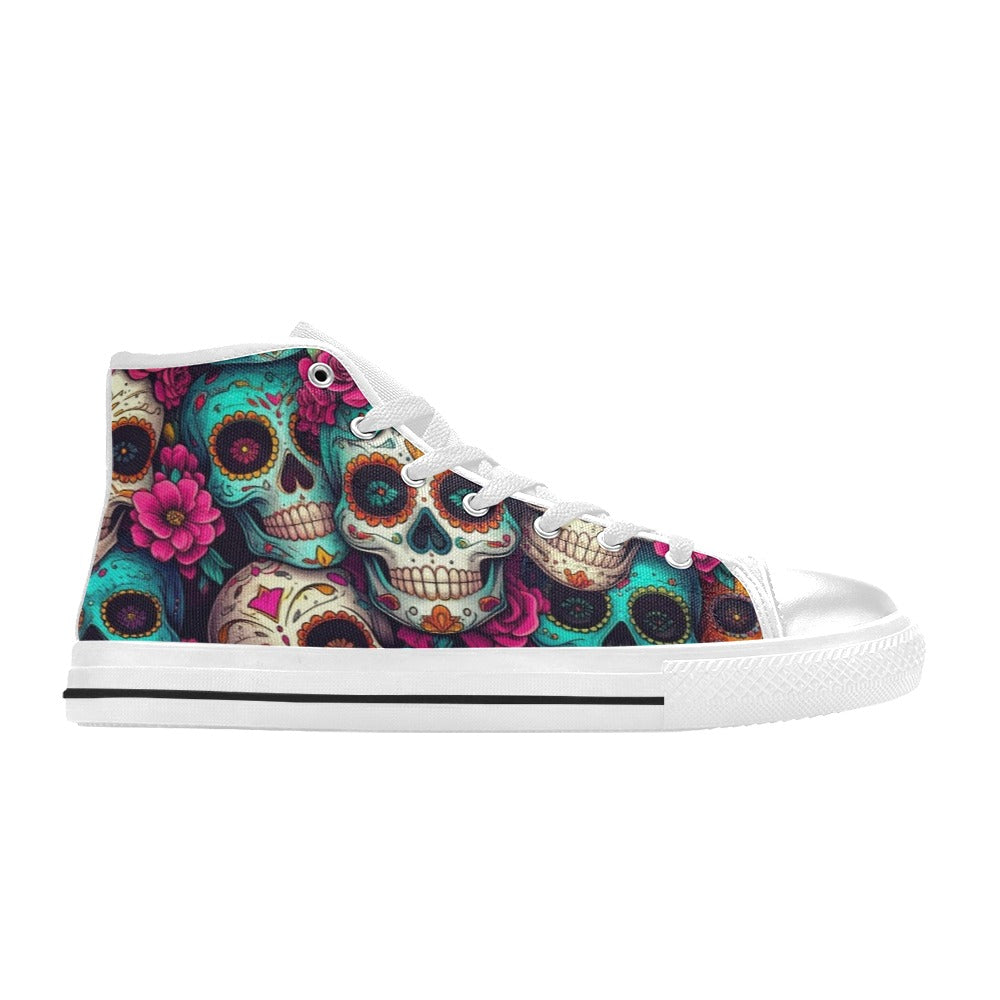 MEN'S Sugar Skull Gold Ornate High Top Canvas Dark Academia Sneakers