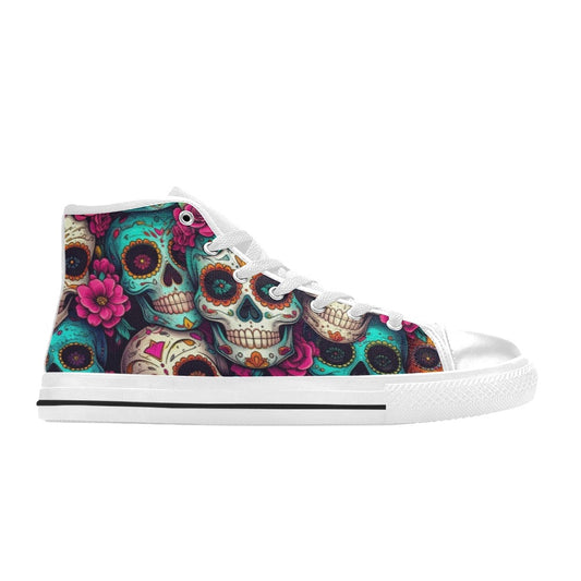 MEN'S Dia De Los Muertos High Top Canvas Dark Academia Custom Sneakers