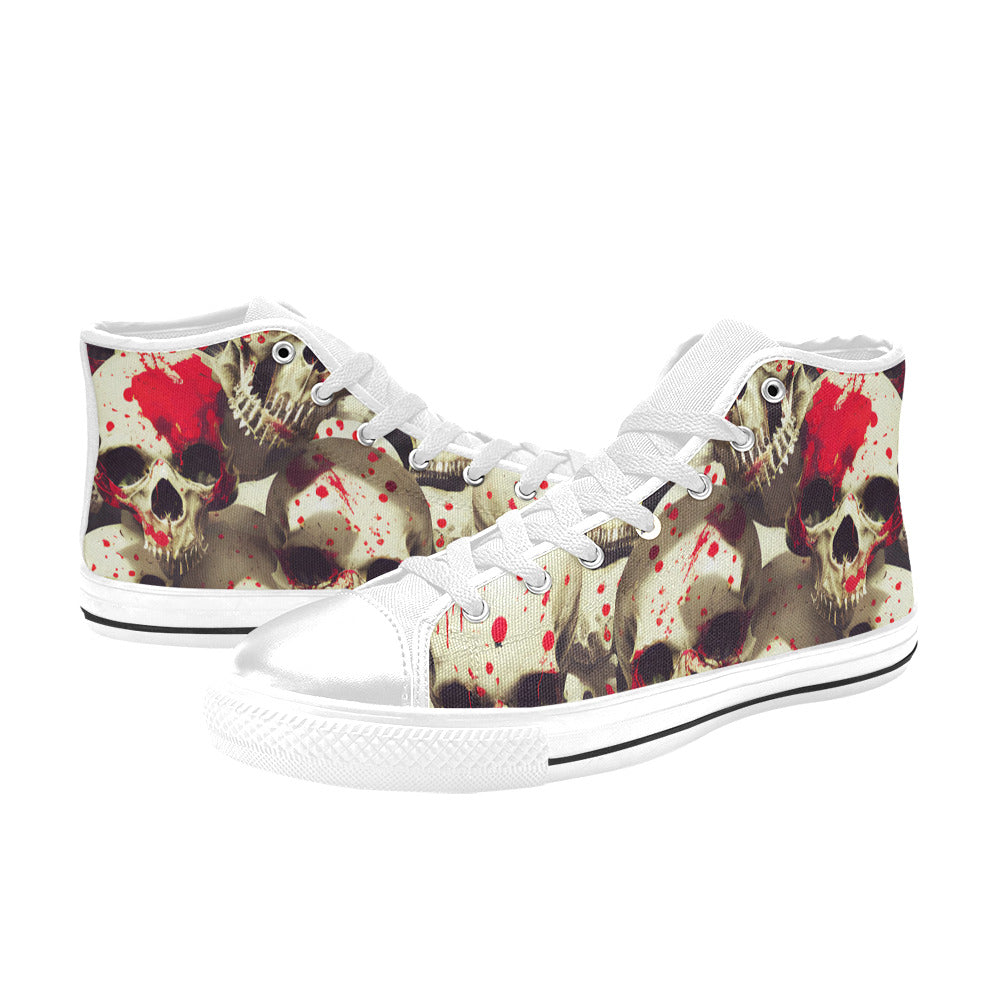 MEN'S Splatter Skulls 2 Men’S High Top Canvas Wallpaper Art Shoes
