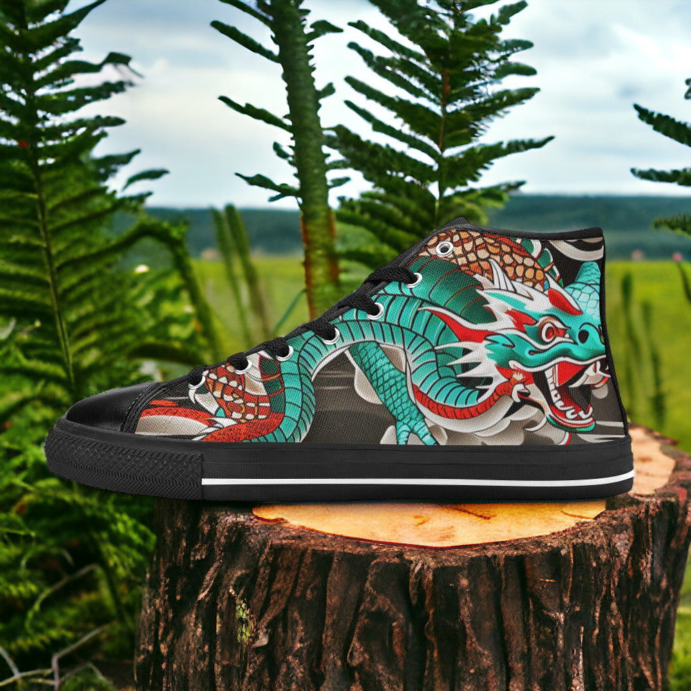 Jellyfish Orange Black Ornate WOMEN Bold Art - Freaky Shoes | Custom Art Sneakers