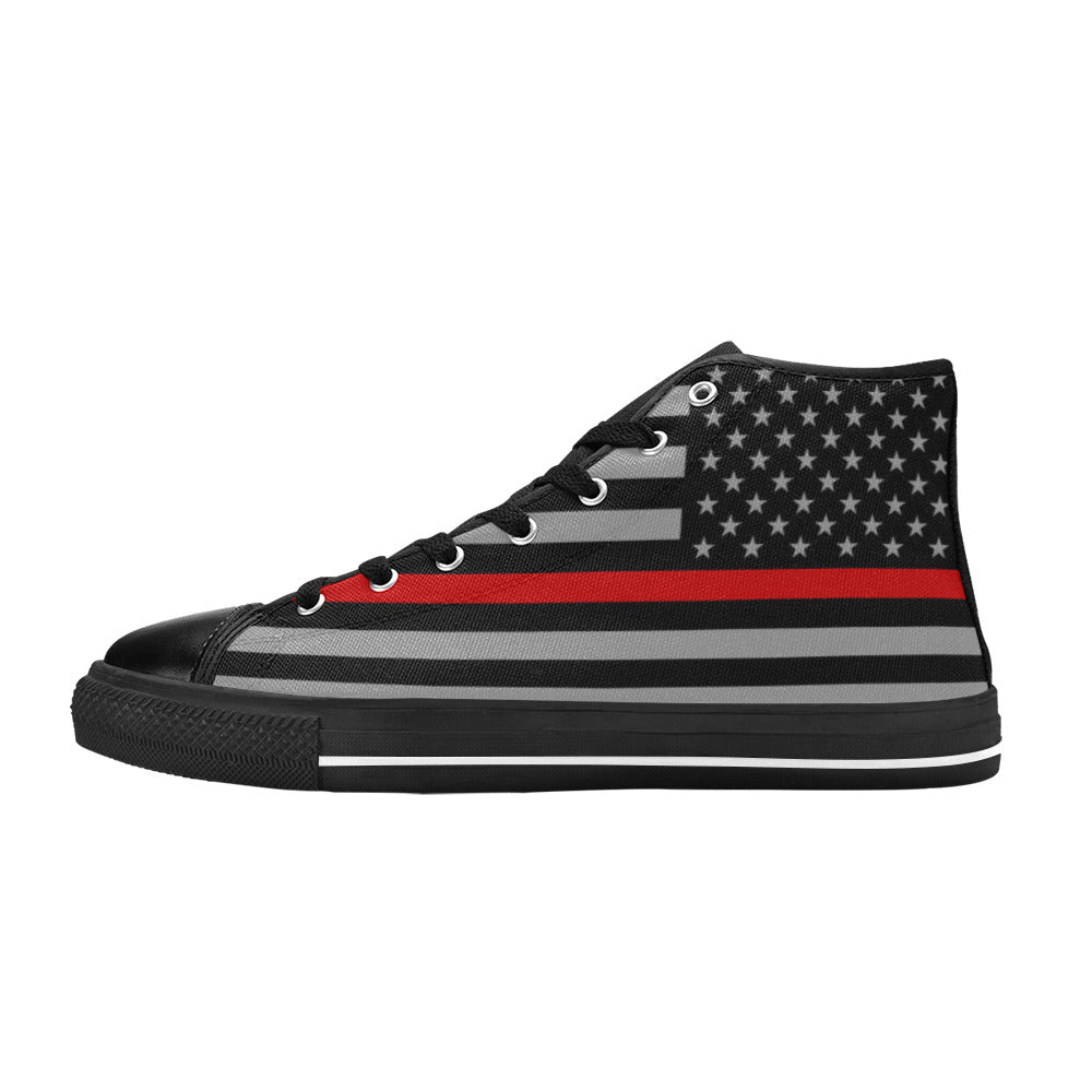 WOMEN'S Thin Red Line Flag High Top Canvas Cottagecore Custom Shoes