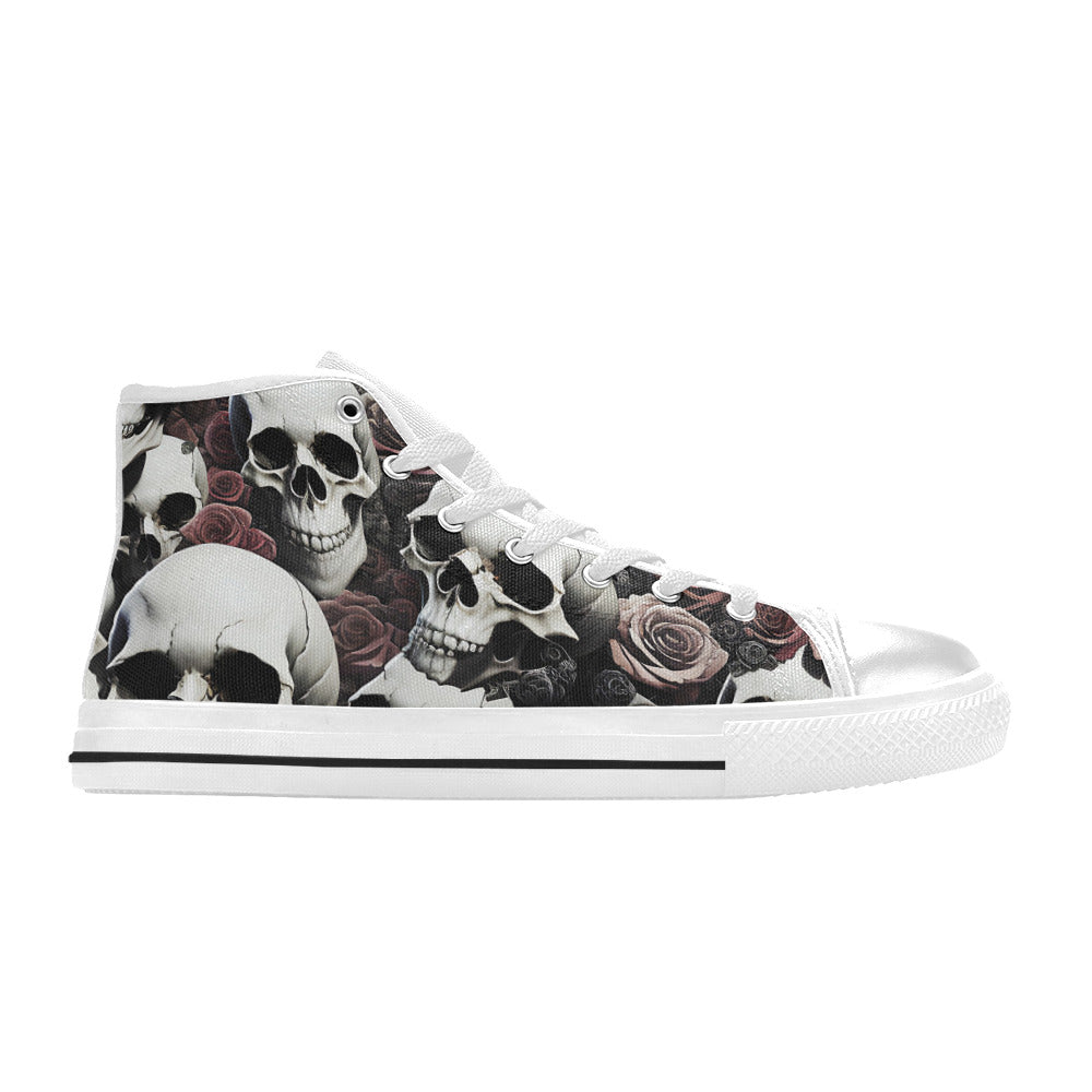 MEN'S Rose Skulls Dark 7 High Top Canvas Grunge Custom Shoes