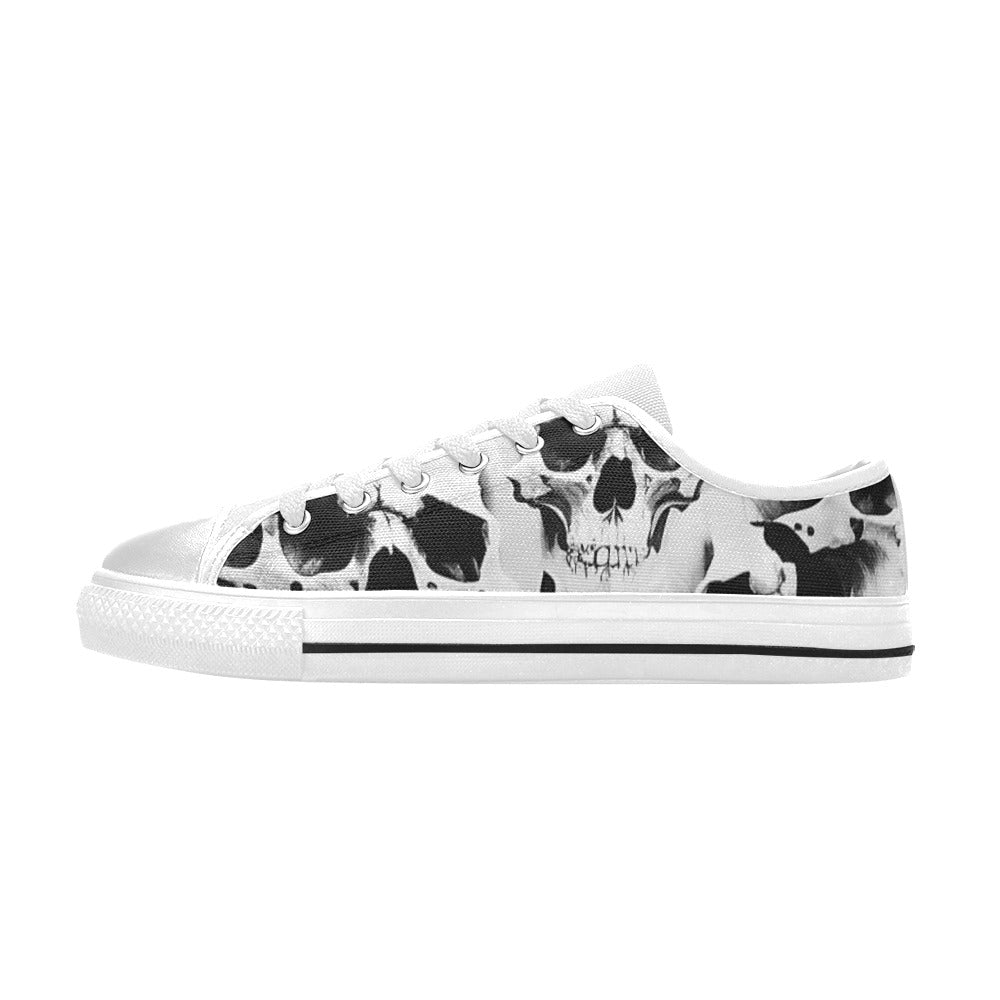 MEN'S Cc Grey Skull Art Canvas Y2K Shoes