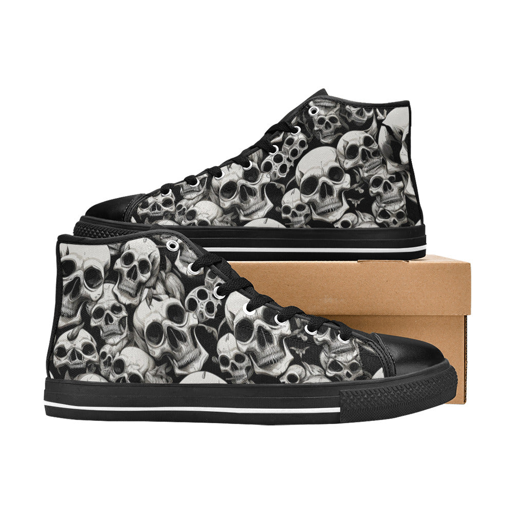 WOMEN'S Skulls Mania High Top Canvas Neon Fantasy Custom Shoes