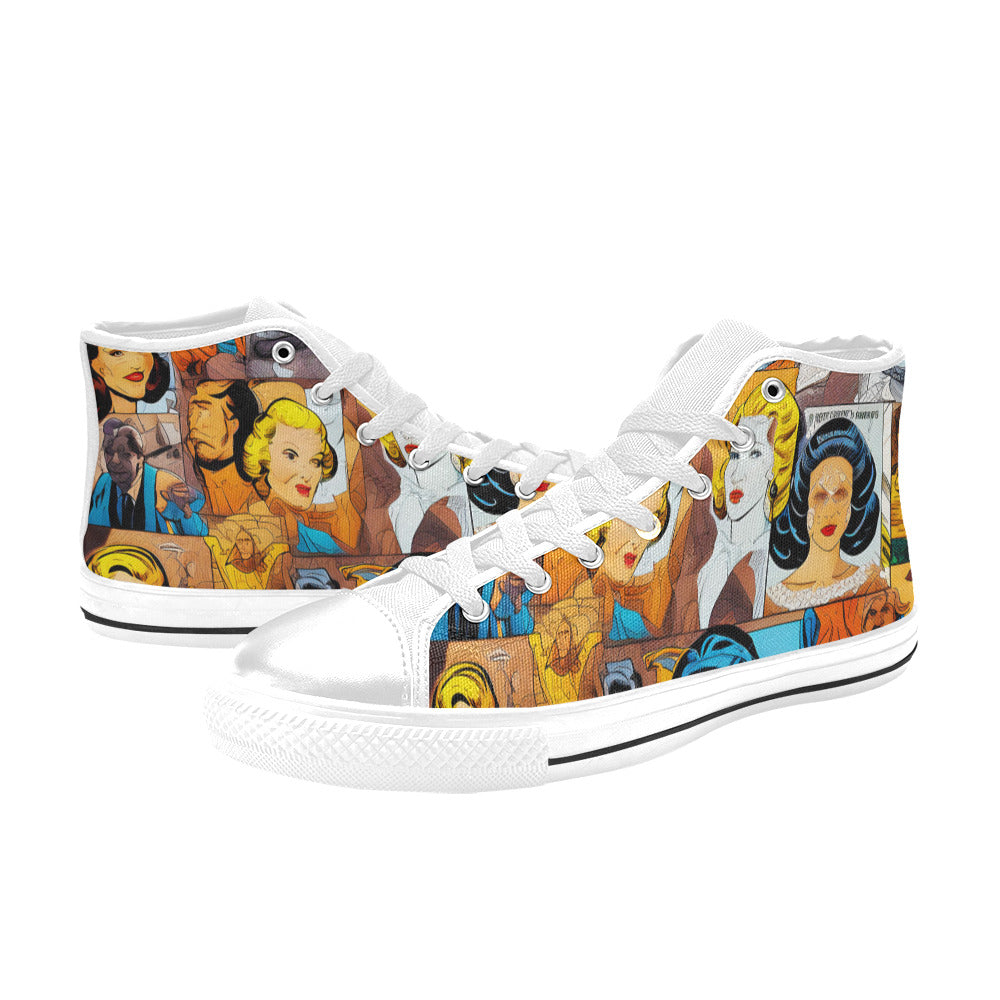 MEN'S Cc Pop Art Men’S High Top Canvas Wallpaper Art Shoes