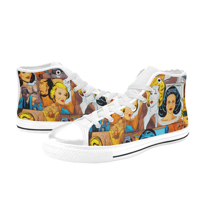 MEN'S Cc Pop Art Men’S High Top Canvas Wallpaper Art Shoes