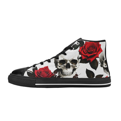 WOMEN'S Skulls Roses Deluxe 4 High Top Canvas Dark Academia Shoes