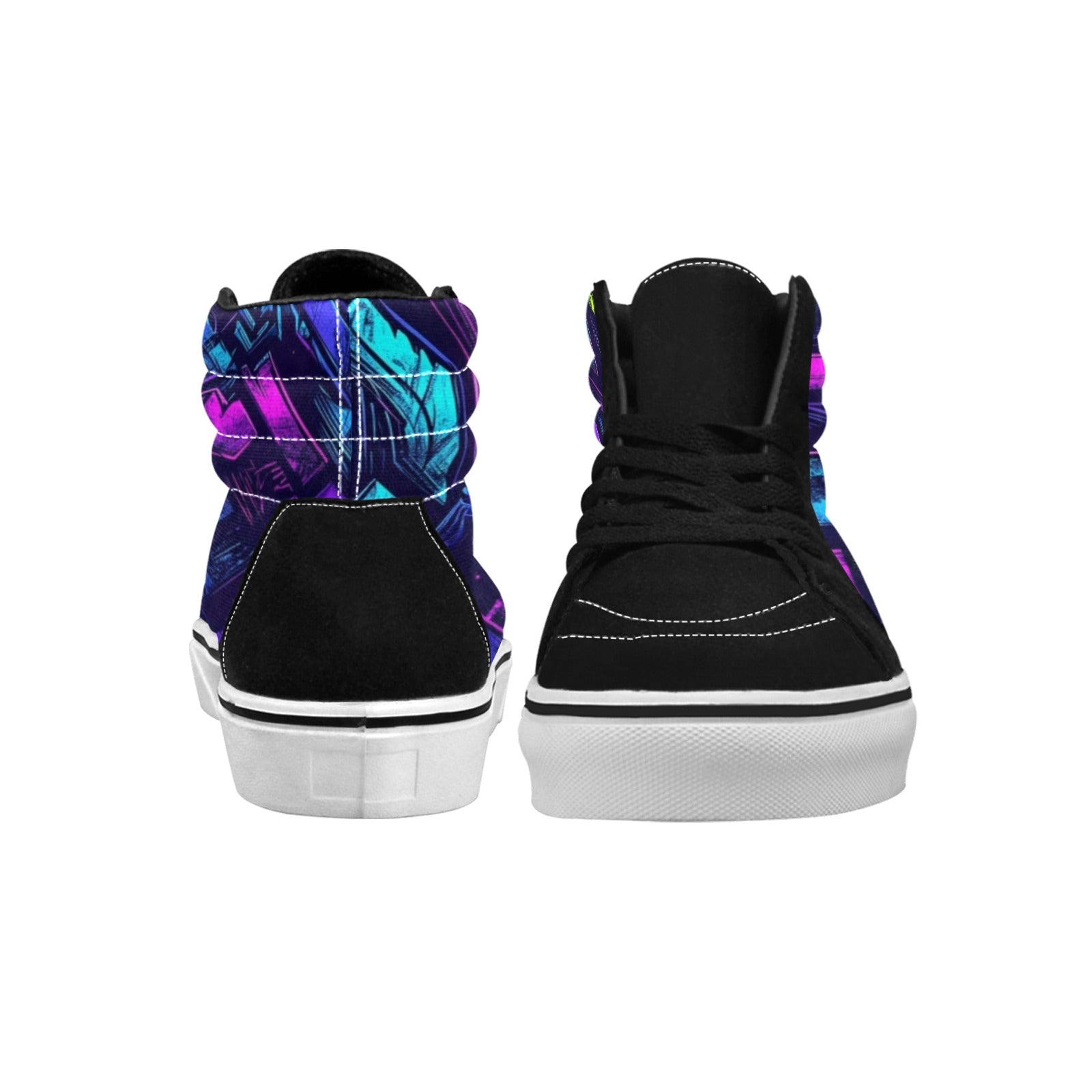 WOMEN'S Electric Houndstooth Dream 1 High Top Skateboarding Wallpaper Art Sneakers