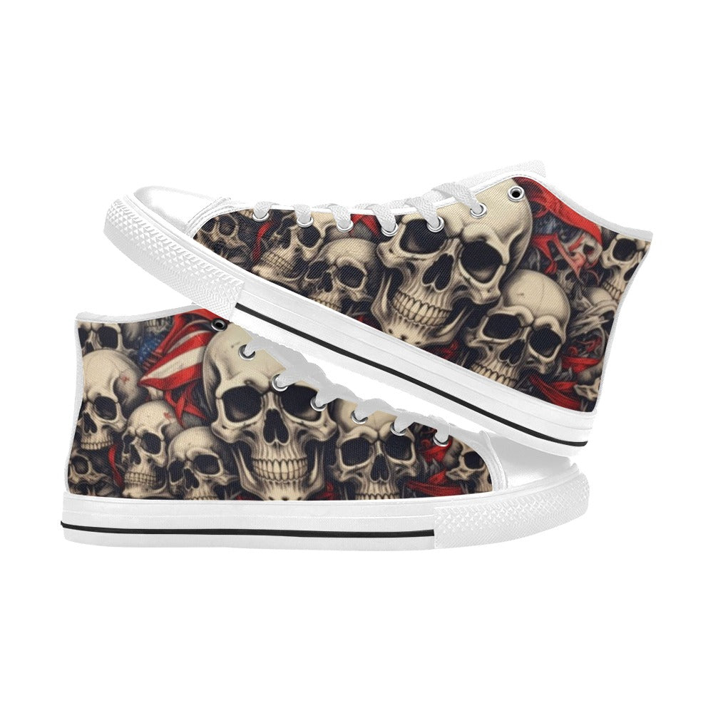 WOMEN'S Patriotic Skull Flag High Top Canvas Cottagecore Shoes