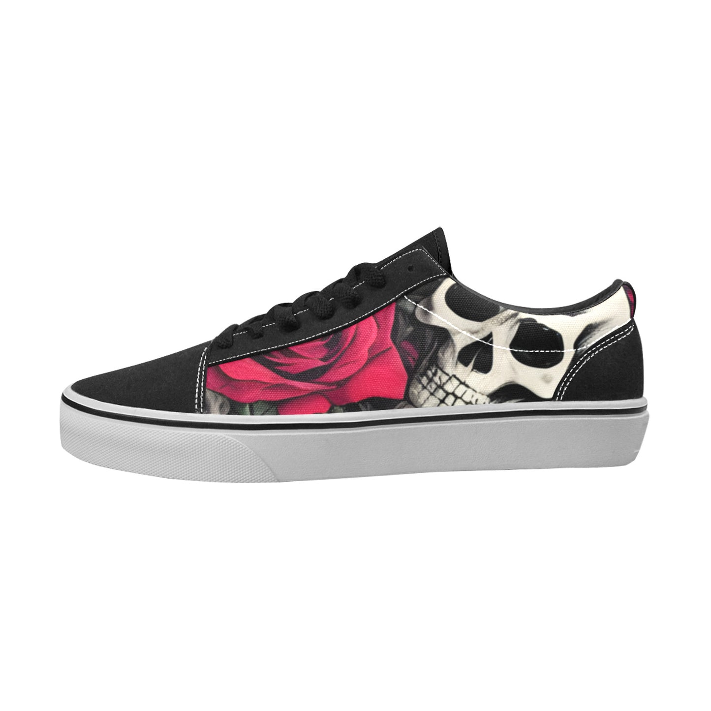 MEN'S 8X - Skulls Roses Low Top Skateboarding Vivid Custom Sneakers
