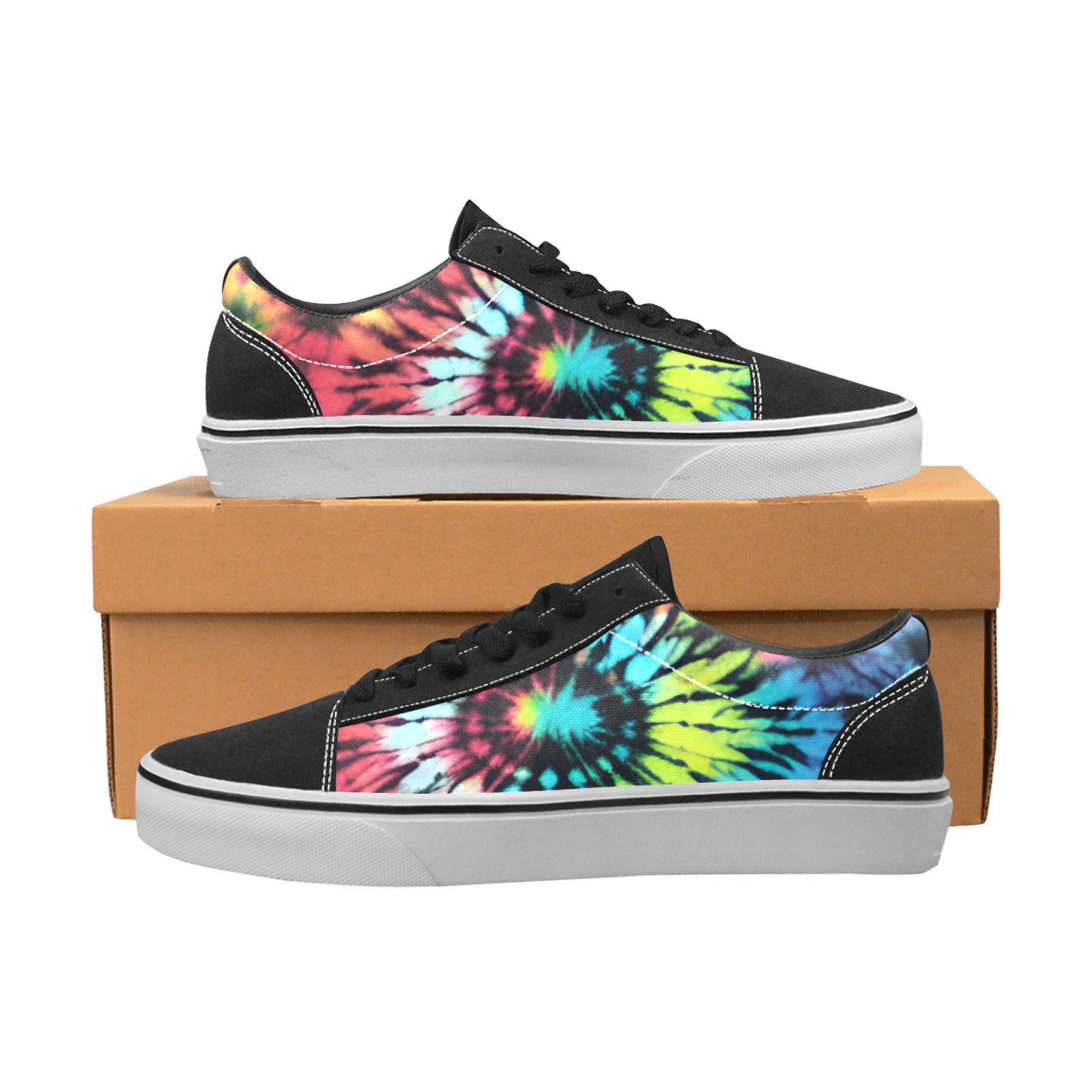 WOMEN'S Psychedelic Art Tie Dye Low Top Skateboarding Y2K Custom Shoes