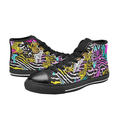 WOMEN'S Neon Animal Print High Top Canvas Dreamcore Custom Sneakers