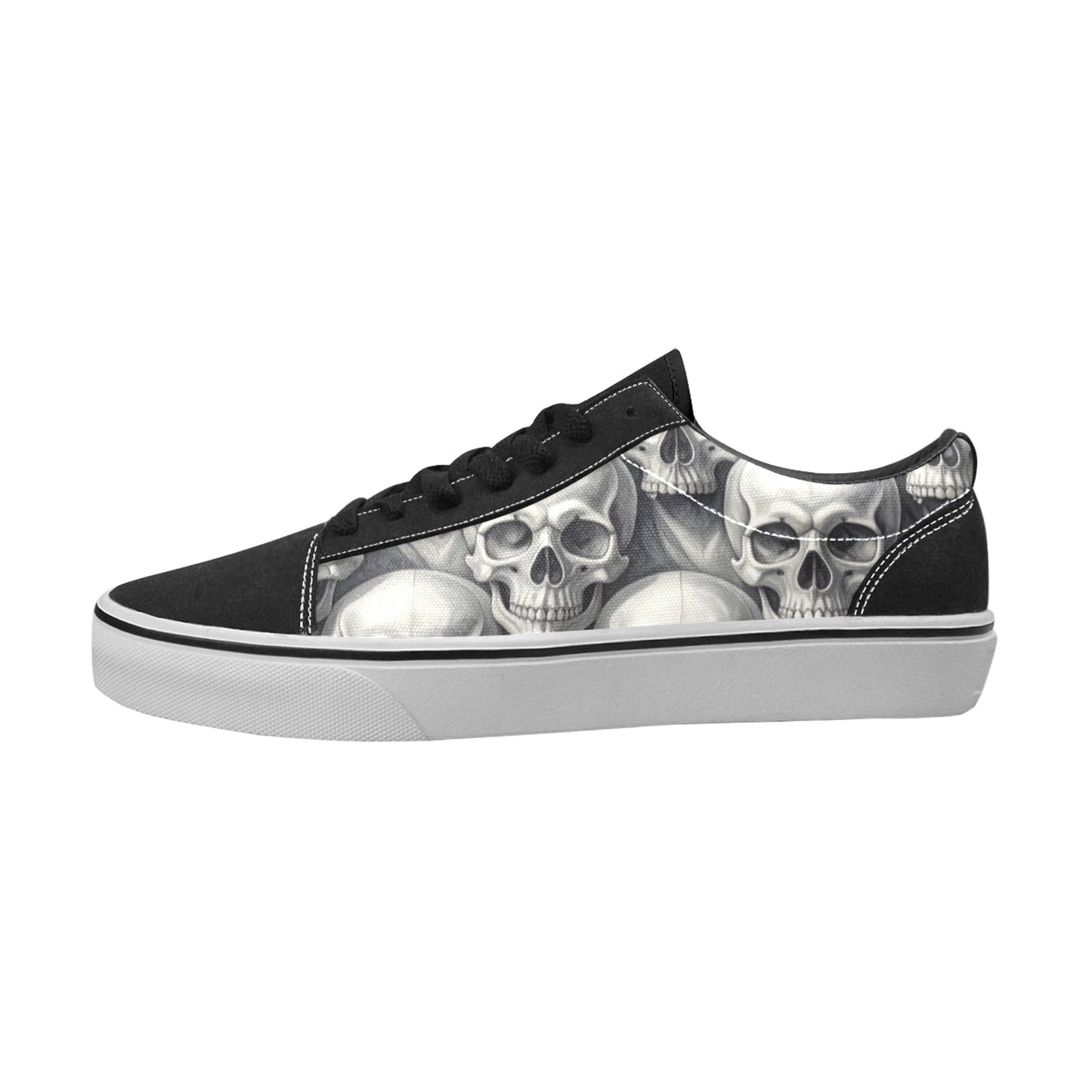 WOMEN'S Hyper Realistic Skull Low Top Skateboarding Vibrant Chaos Sneakers
