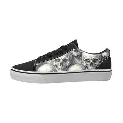 WOMEN'S Hyper Realistic Skull Low Top Skateboarding Vibrant Chaos Sneakers