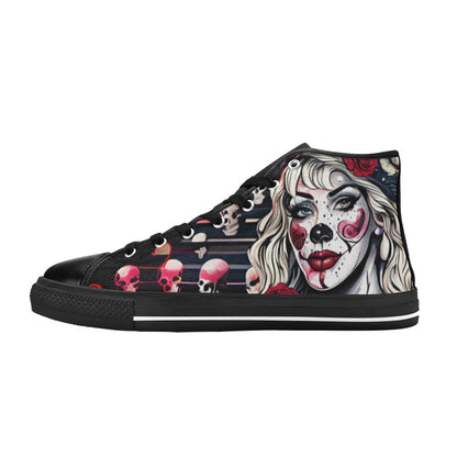 MEN'S Clown Woman Wearing Baseball High Top Canvas Aesthetic Custom Shoes