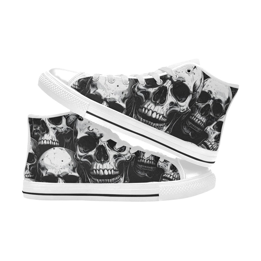 MEN'S Aggressive Comic Skull Black High Top Canvas Aesthetic Custom Sneakers