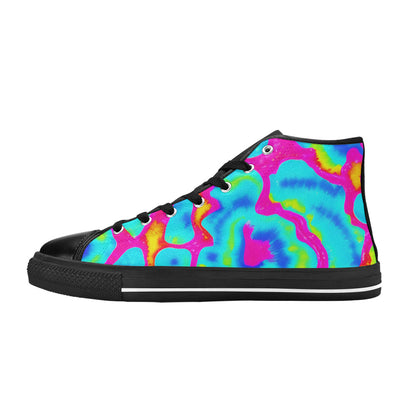 WOMEN'S Tie Dye Splash Retro High Top Canvas Aesthetic Custom Shoes
