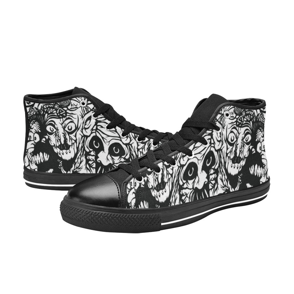 MEN'S Darkness Black Ink Art High Top Canvas Dreamcore Sneakers