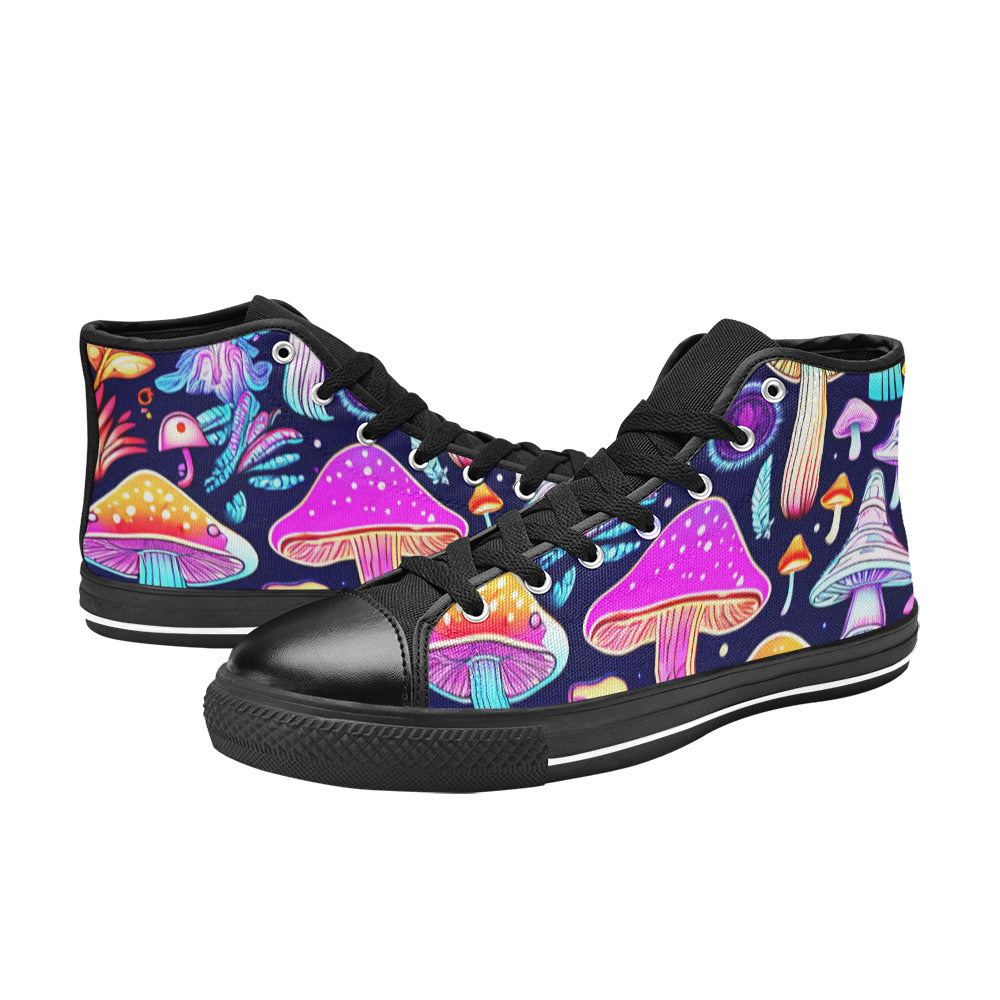 WOMEN'S Colorful Mushrooms Art Vibes High Top Canvas Y2K Sneakers