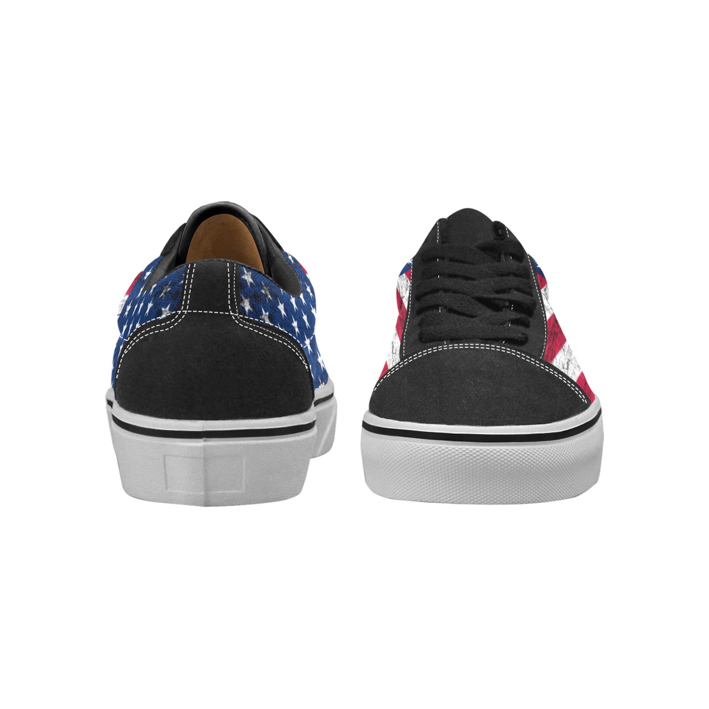 WOMEN'S USA Distressed Flag Low Top Skateboarding Wallpaper Art Custom Shoes