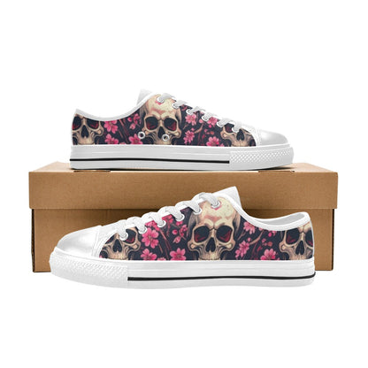 WOMEN'S Skull Cherry Blossom Low Top Canvas Dreamcore Custom Shoes